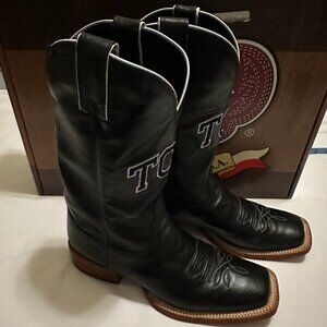 Nocona TCU Women’s Cowboy Boots – Black Leather, Square Toe, Size 8B – Gameday R